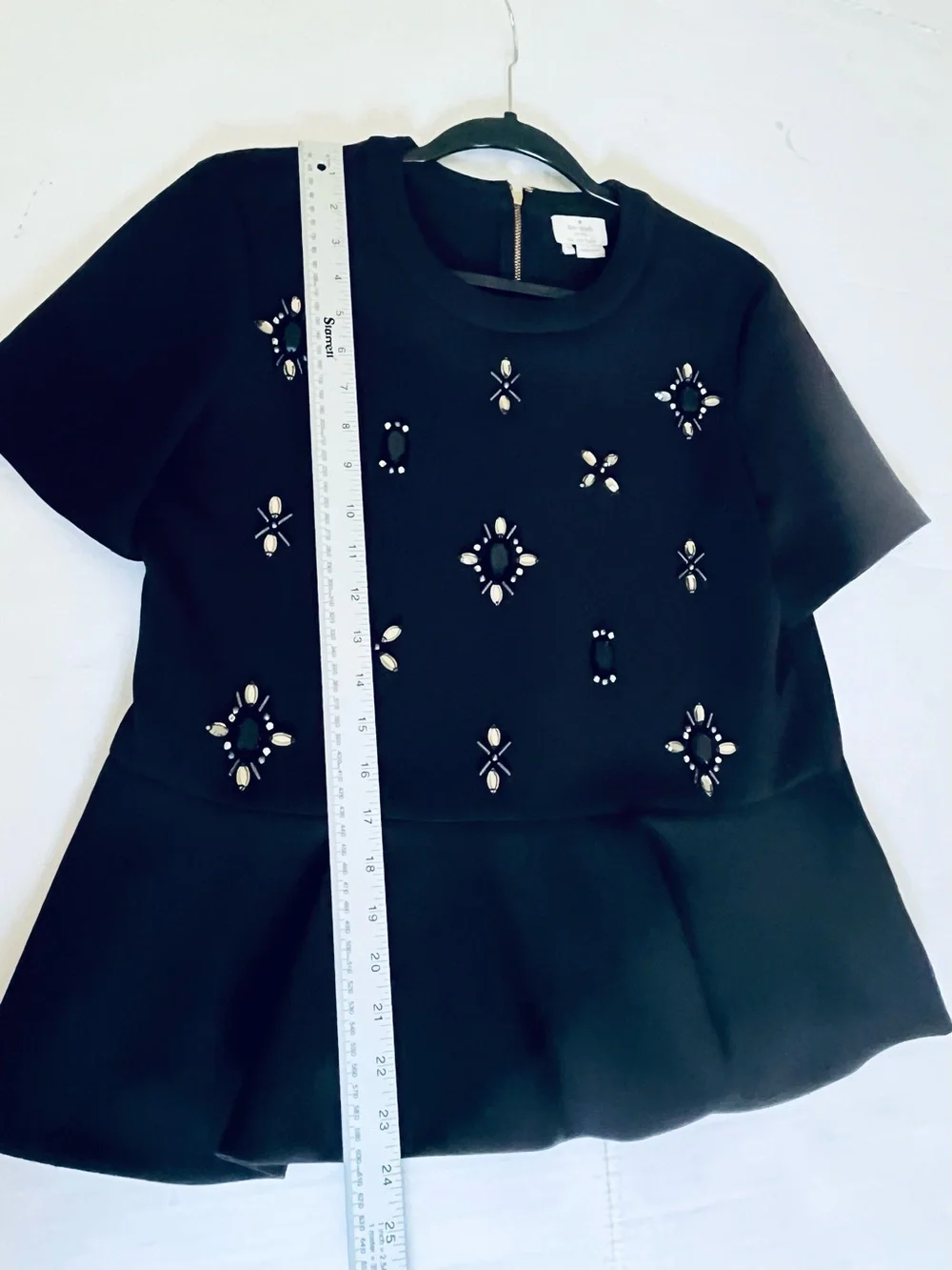 Kate Spade black peplum top with jewels 6